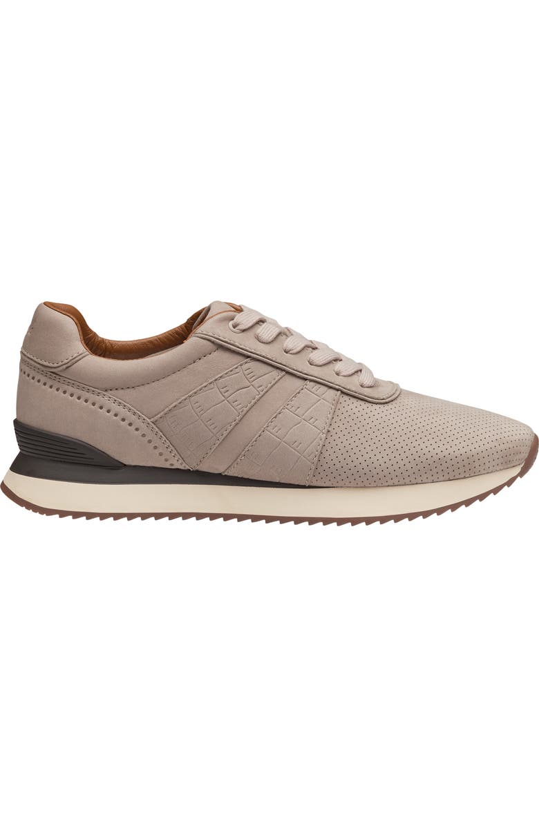 Johnston & Murphy Morgan Sneaker, Alternate, color, Beige Nubuck/ Croc Embossed