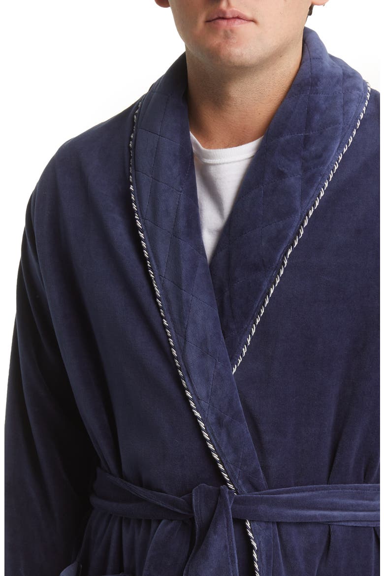 Refinery Velour Shawl Collar Robe, Alternate, color, NAVY