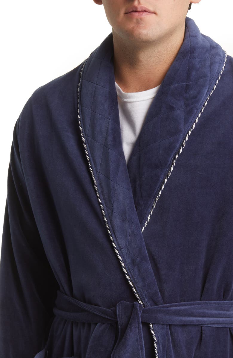 Majestic International Refinery Velour Shawl Collar Robe, Alternate, color, Navy