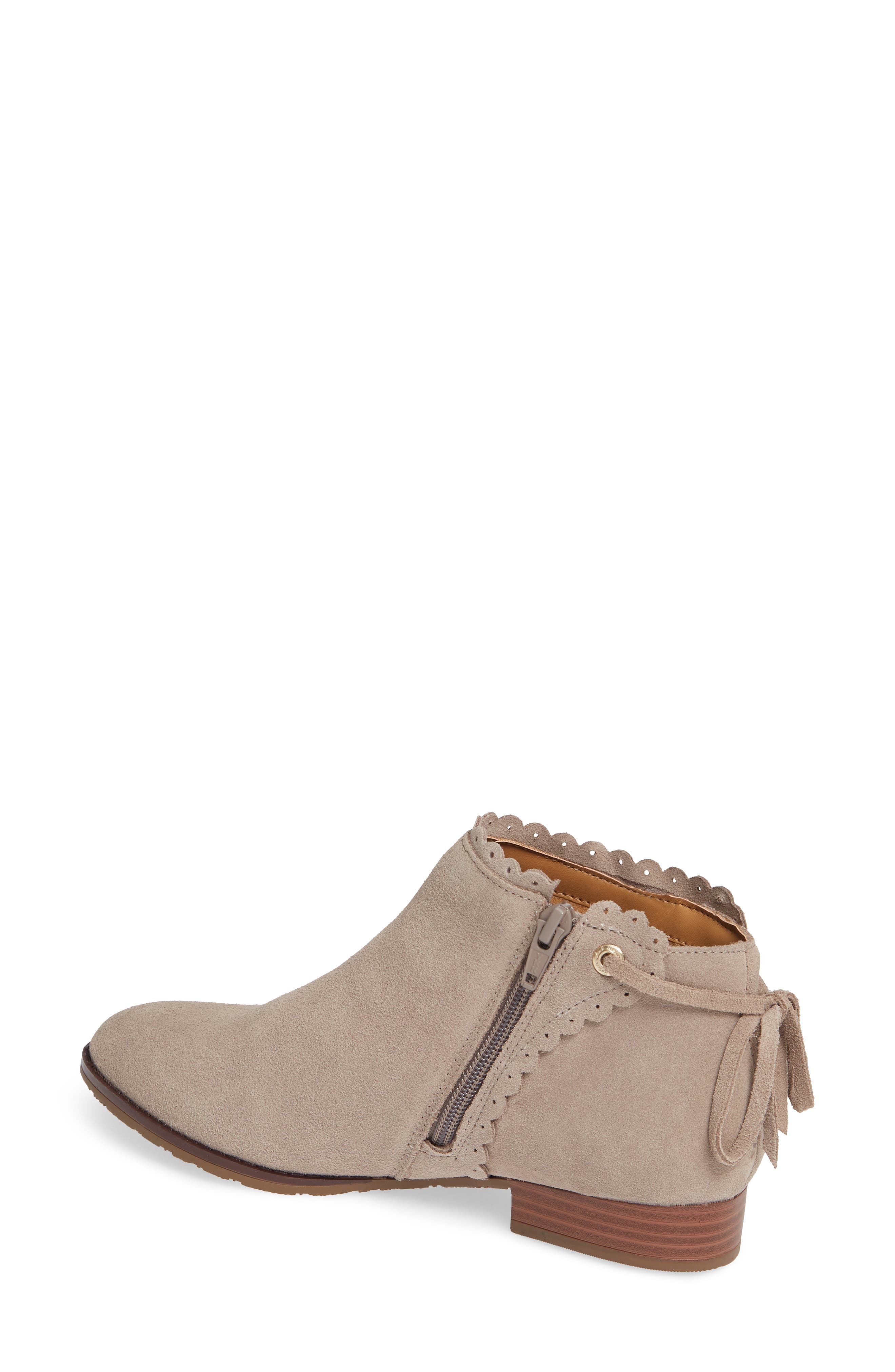 Scalloped Ankle Bootie, Alternate, color, DOVE GREY SUEDE