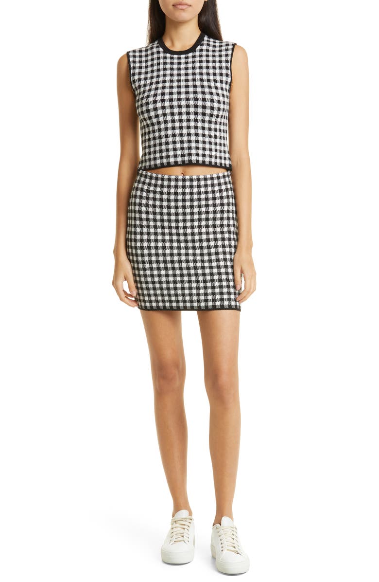 ATM Anthony Thomas Melillo Gingham Jacquard Minskirt, Alternate, color, Black/ White