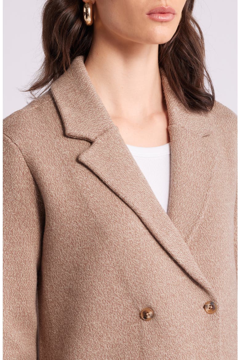 Marled Doubled Breasted Knit Blazer, Alternate, color, CAMEL MARL