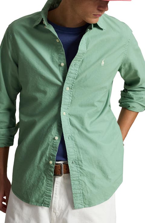 Classic Fit Solid Garment Dyed Cotton Button-Down Oxford Shirt