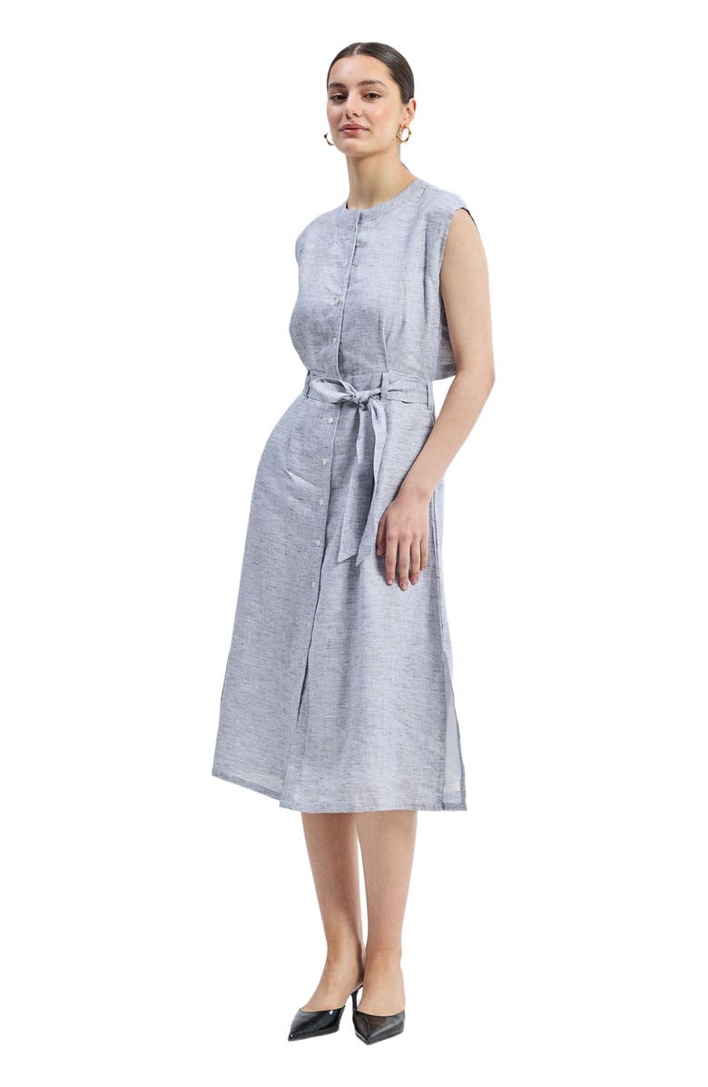 Reistor Back Cut Out Linen Dress, Alternate, color, Pin Striped