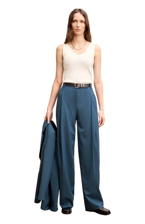 パンツ Msgm Wide-Leg Wool Blend Trousers Tailored Wool Blend Wrap Detail Wide Leg Pants | Karen Millen