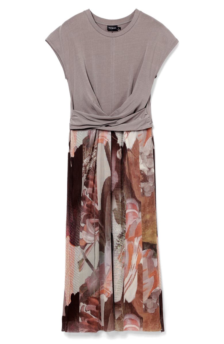 Desigual Mixed Media T-Shirt Midi Dress, Alternate, color,