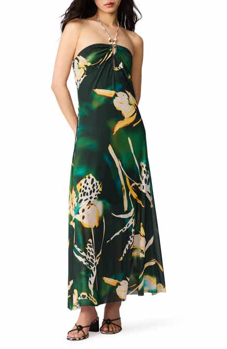 Strada Print Halter Maxi Dress