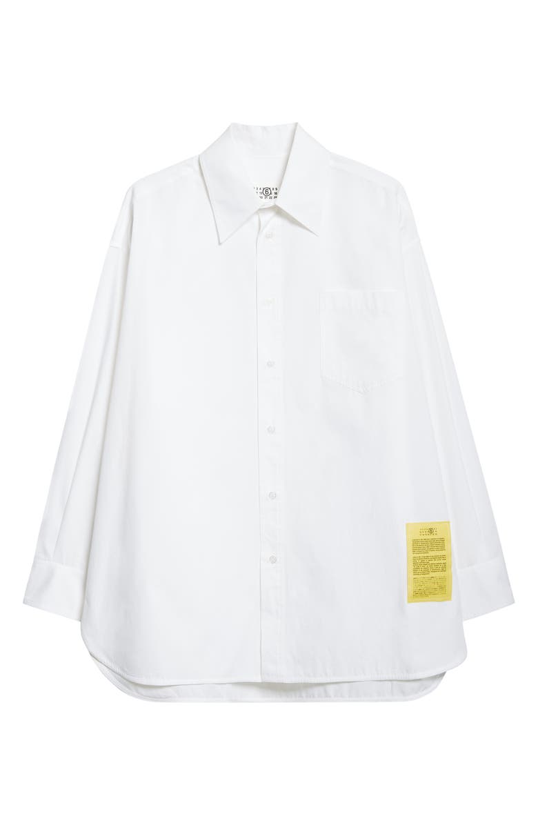 MM6 Maison Margiela Numeric Motif Label Button-Up Shirt, Alternate, color, White