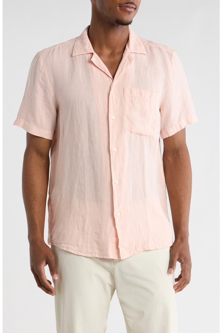 Ellino Linen Camp Shirt, Main, color, LIGHT / PASTEL PINK