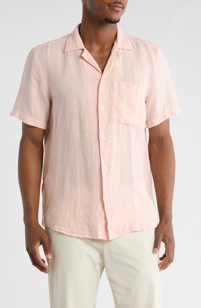 BOSS Ellino Linen Camp Shirt, Main, color, Light / Pastel Pink