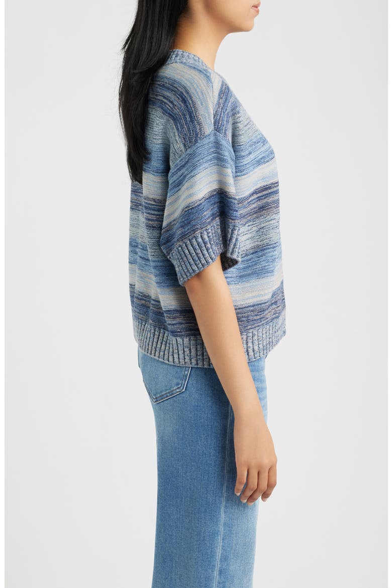 Broome Melange Stripe Crewneck Sweater, Alternate, color, NAVY