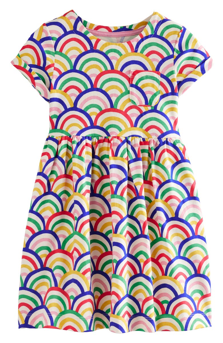 Mini Boden Kids' Fun Rainbow Print Cotton Jersey Dress | Nordstrom