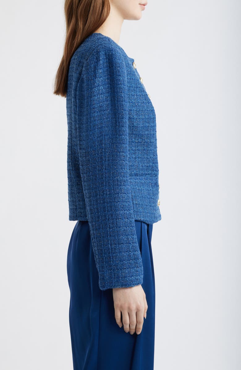 Tahari ASL Bouclé Jacket, Alternate, color, Riverside Blue
