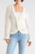 L'AGENCE Solaris Open Stitch Cotton Blend Cardigan