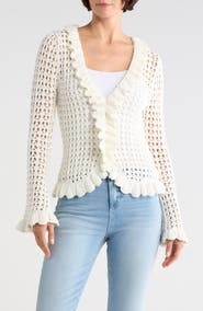 L'AGENCE Solaris Open Stitch Cotton Blend Cardigan