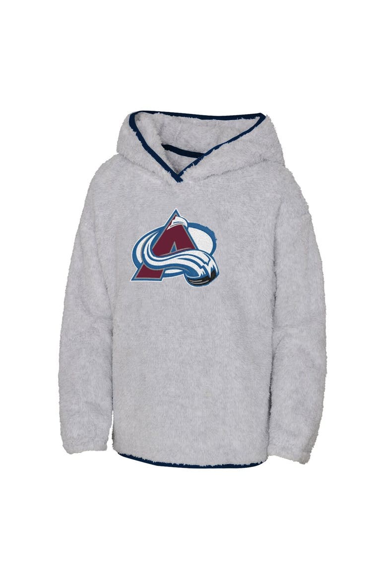 Girls Youth Heather Gray Colorado Avalanche Ultimate Teddy Fleece Pullover Hoodie, Alternate, color, Heather Gray
