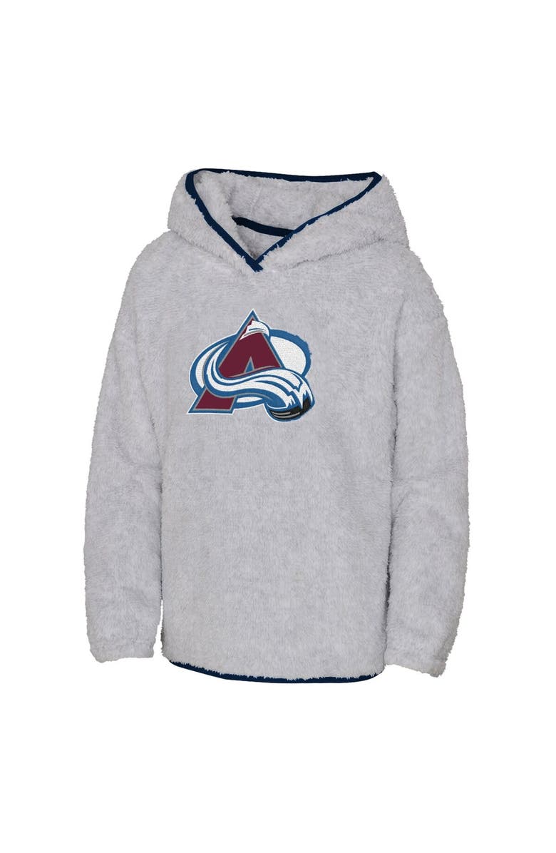 Outerstuff Girls Youth Heather Gray Colorado Avalanche Ultimate Teddy Fleece Pullover Hoodie, Alternate, color, Heather Gray