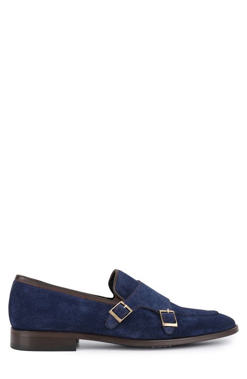 Vellapais Elmaton Double Monk Strap Leather Loafer In Blue