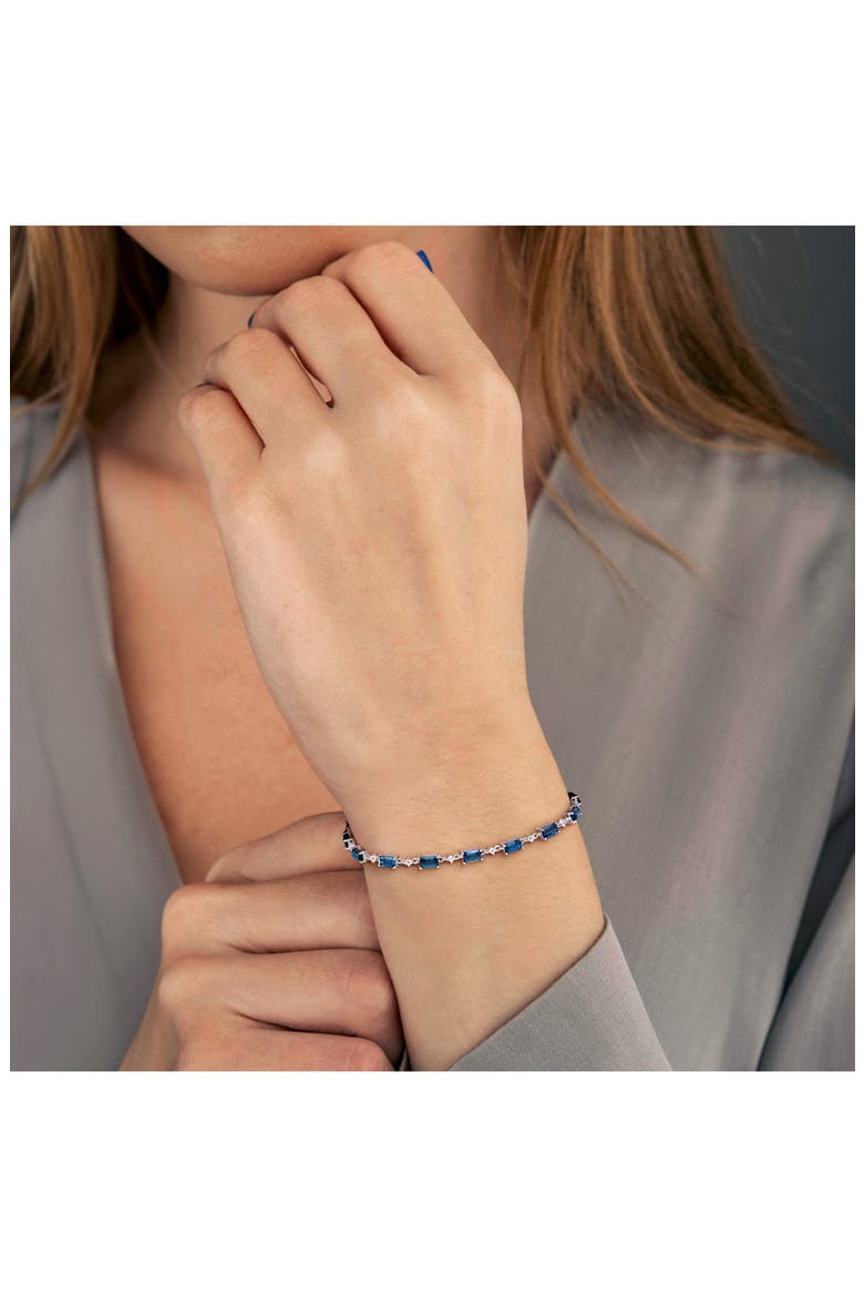 London Blue Topaz & White Topaz Station Bracelet, Alternate, color, BLUE