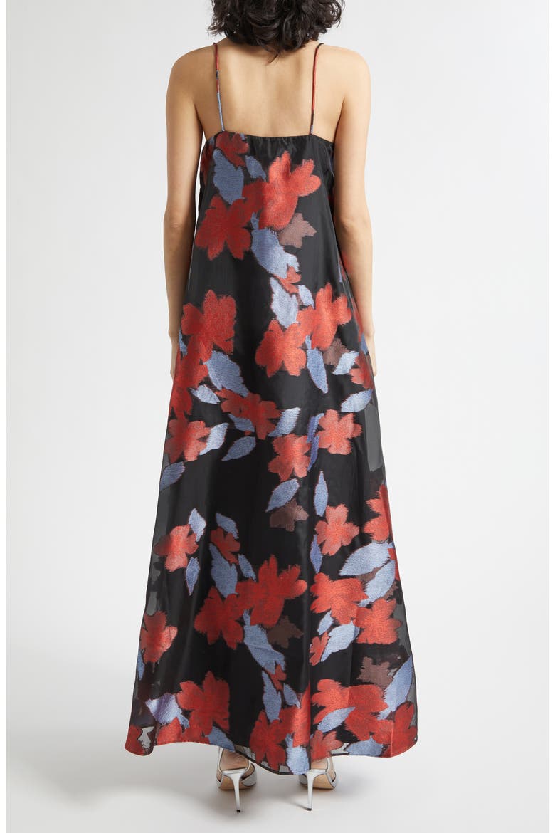 Delfina Floral Jacquard Organza Evening Dress, Alternate, color, NIGHT GARDEN