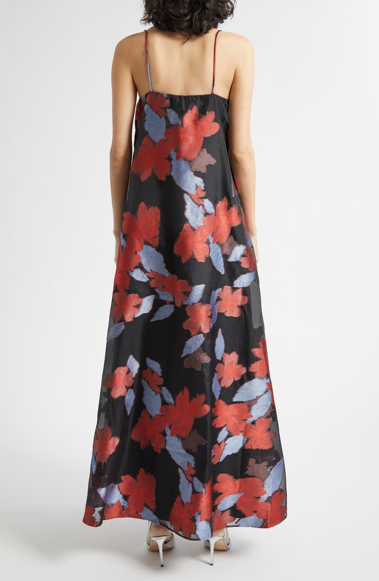 STAUD Delfina Floral Jacquard Organza Evening Dress, Alternate, color, Night Garden