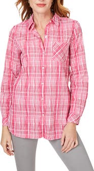Foxcroft Germaine Plaid Non-Iron Button-Up Tunic Shirt