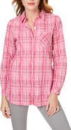 Foxcroft Germaine Plaid Non-Iron Button-Up Tunic Shirt