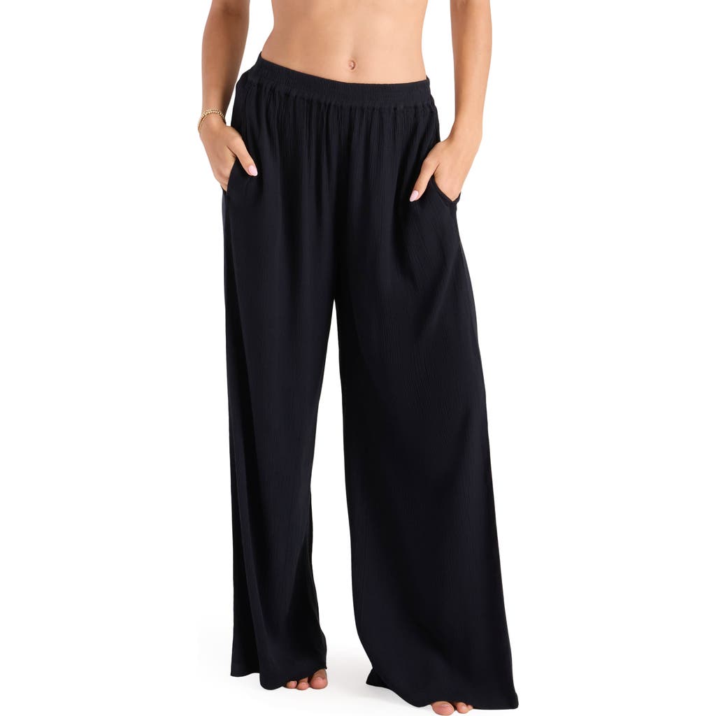 Volcom Stoneshine Junki Wide Leg Cover-Up Pants in Black at Nordstrom, Size Large