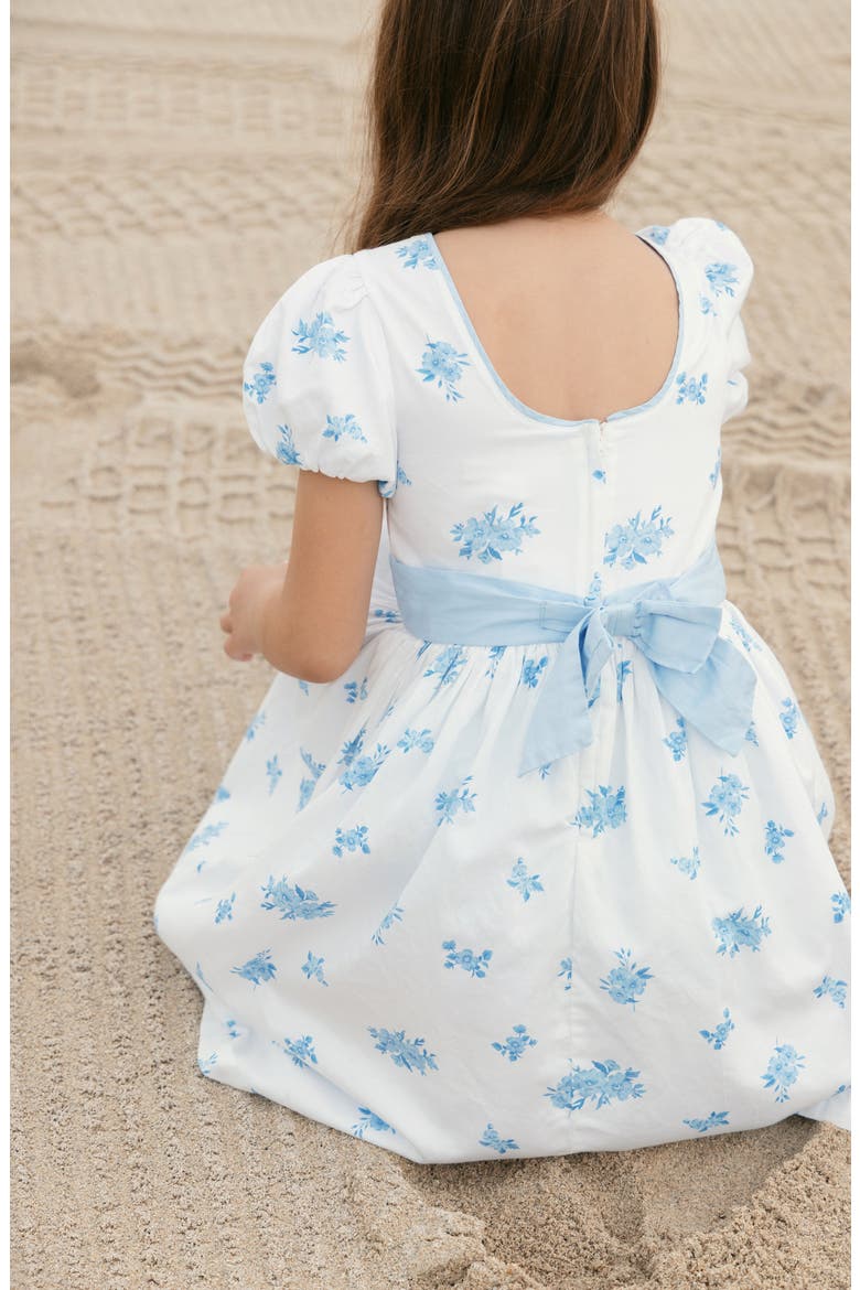 Kids' Organic Puff Sleeve Sateen Party Dress, Alternate, color, Delft Floral