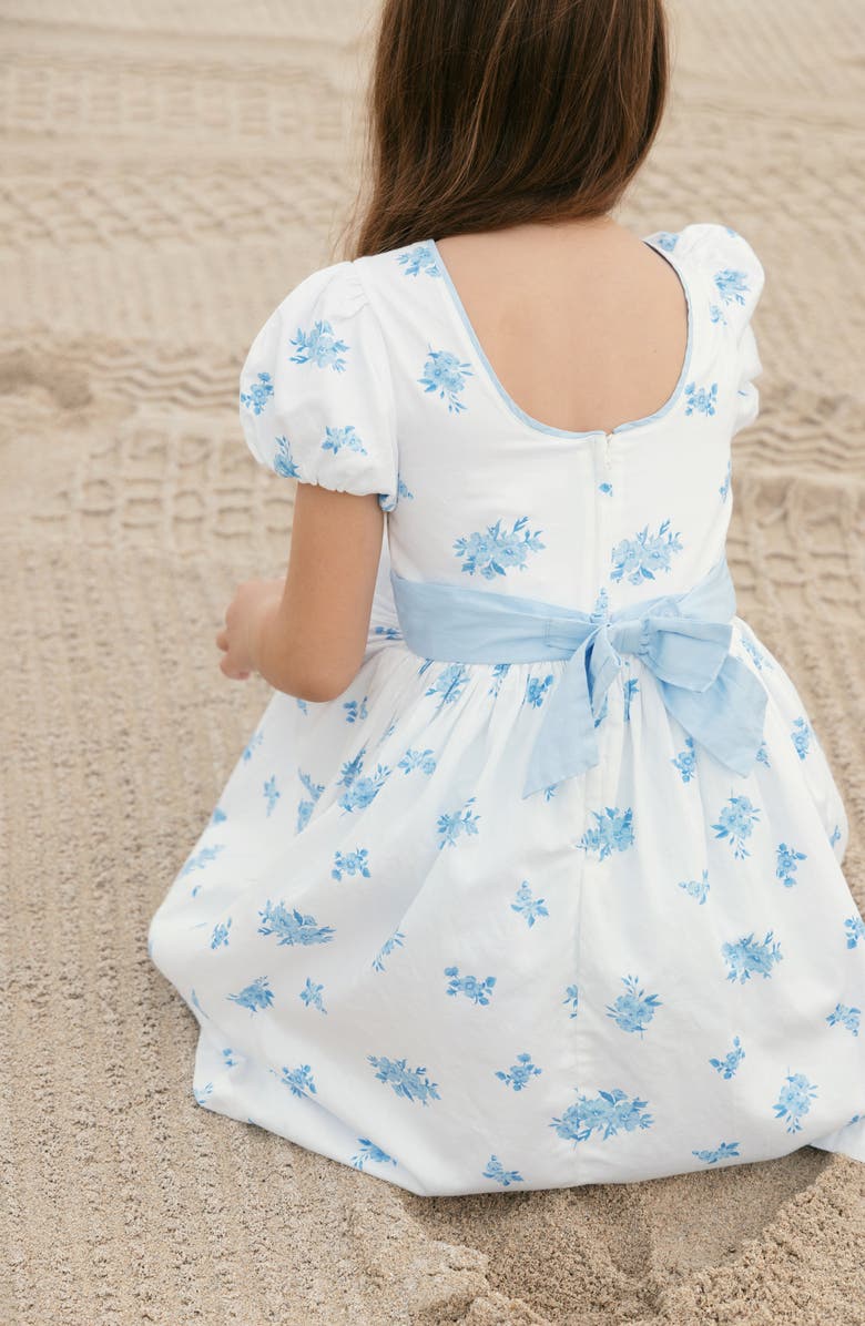 Hope & Henry Kids' Organic Puff Sleeve Sateen Party Dress, Alternate, color, Delft Floral