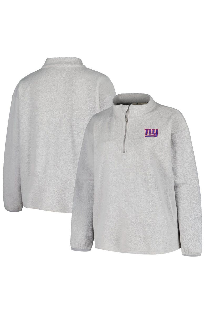 PROFILE Women's Profile Gray New York Giants Plus Size Sherpa Quarter-Zip Jacket, Main, color, 