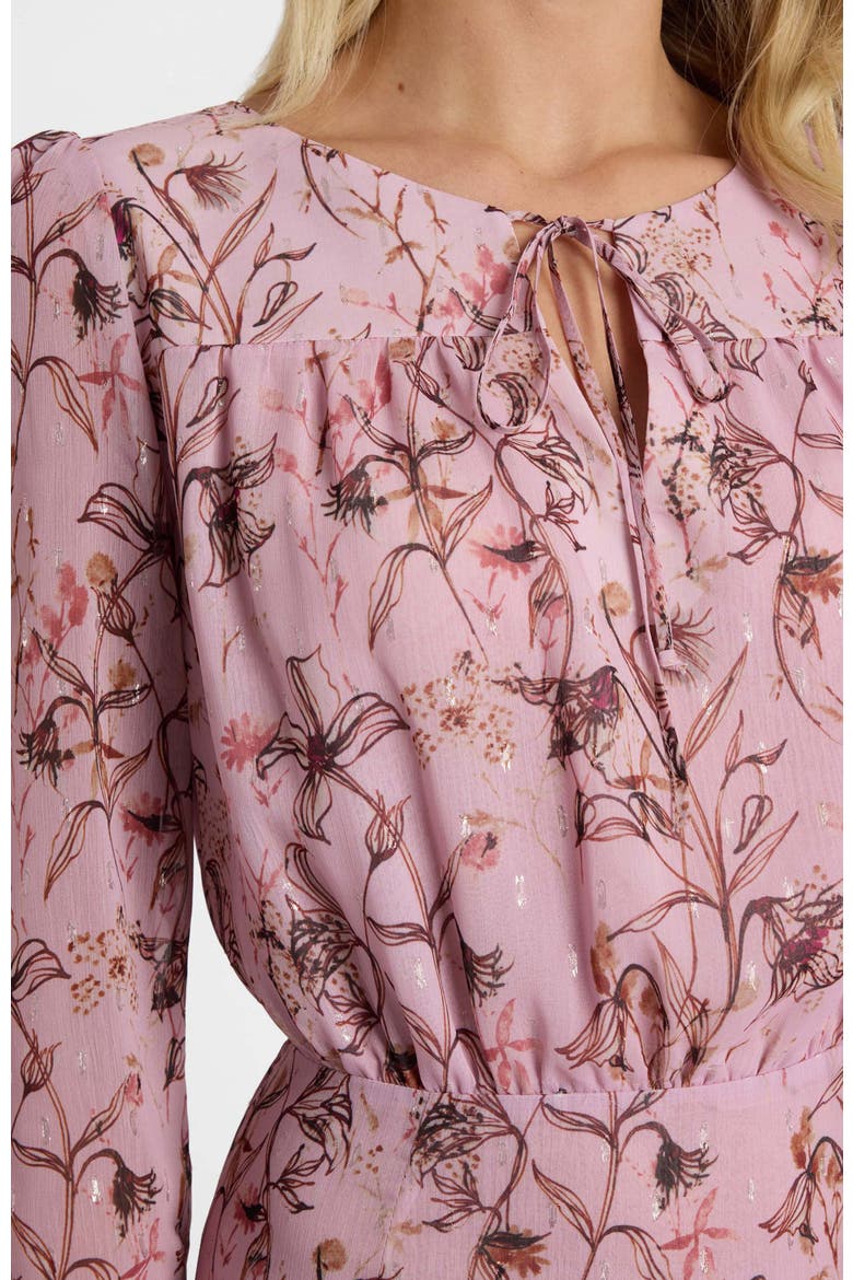 Tessa Long Sleeve Midi Dress in Floral Georgette, Alternate, color, Sweet Pink