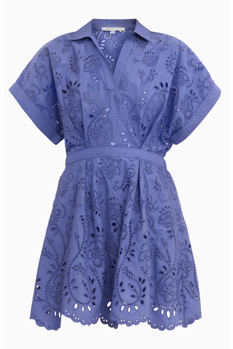 Brielle Poplin Eyelet Mini Dress, Alternate, color, Lavender Bloom
