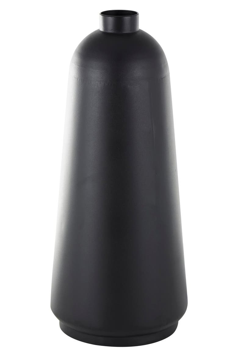 Black Metal Vase, Alternate, color, BLACK