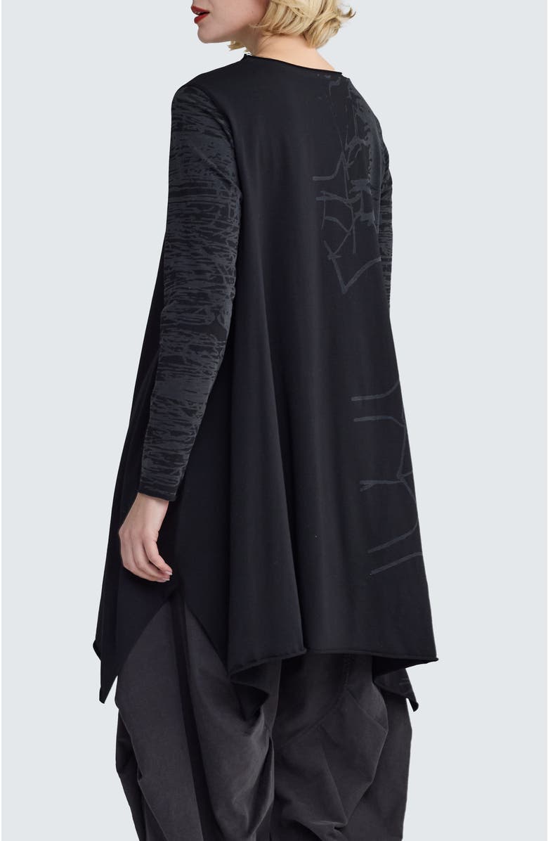 LUUKAA Melantha Abstract Burnout Tunic, Alternate, color, Ink Black