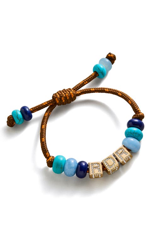 Block Letter Semi-Precious Bead Cord Bracelet