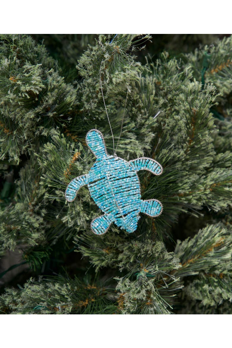 Beaded Turtle Ornament, Alternate, color, Blue