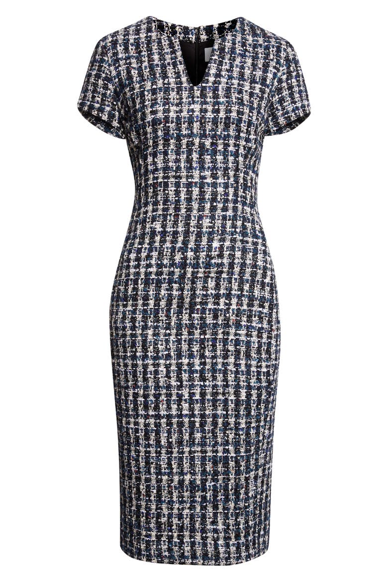 Multicolor Check Tweed Sheath Dress, Alternate, color, TOURMALINE MULTI