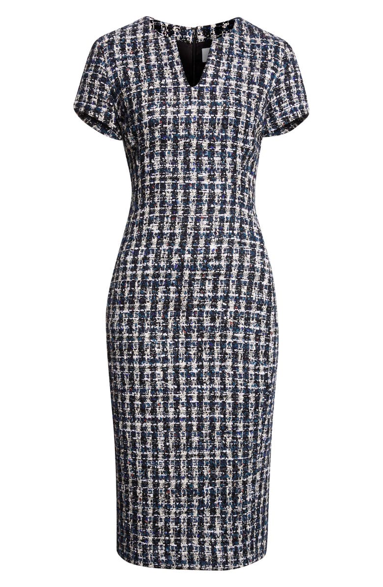 ST. JOHN Multicolor Check Tweed Sheath Dress, Alternate, color, Tourmaline Multi