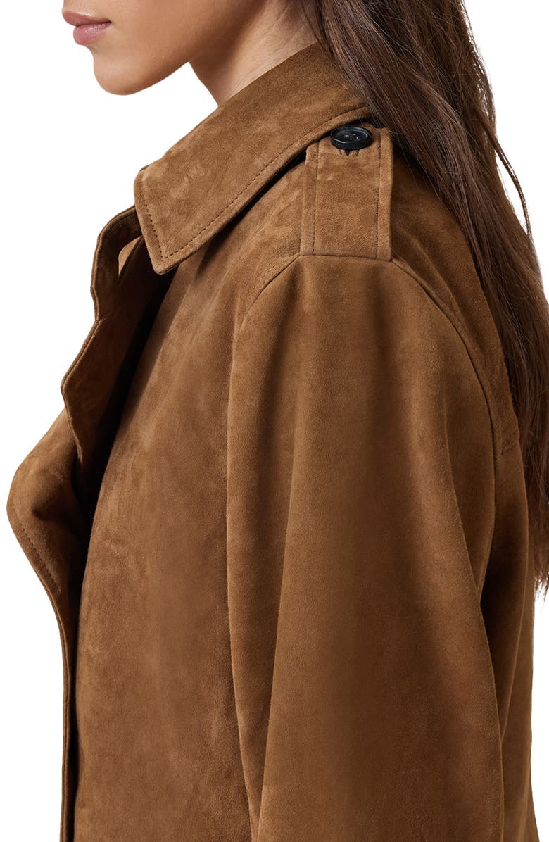 AllSaints Hendry Suede Crop Trench Coat, Alternate, color, 