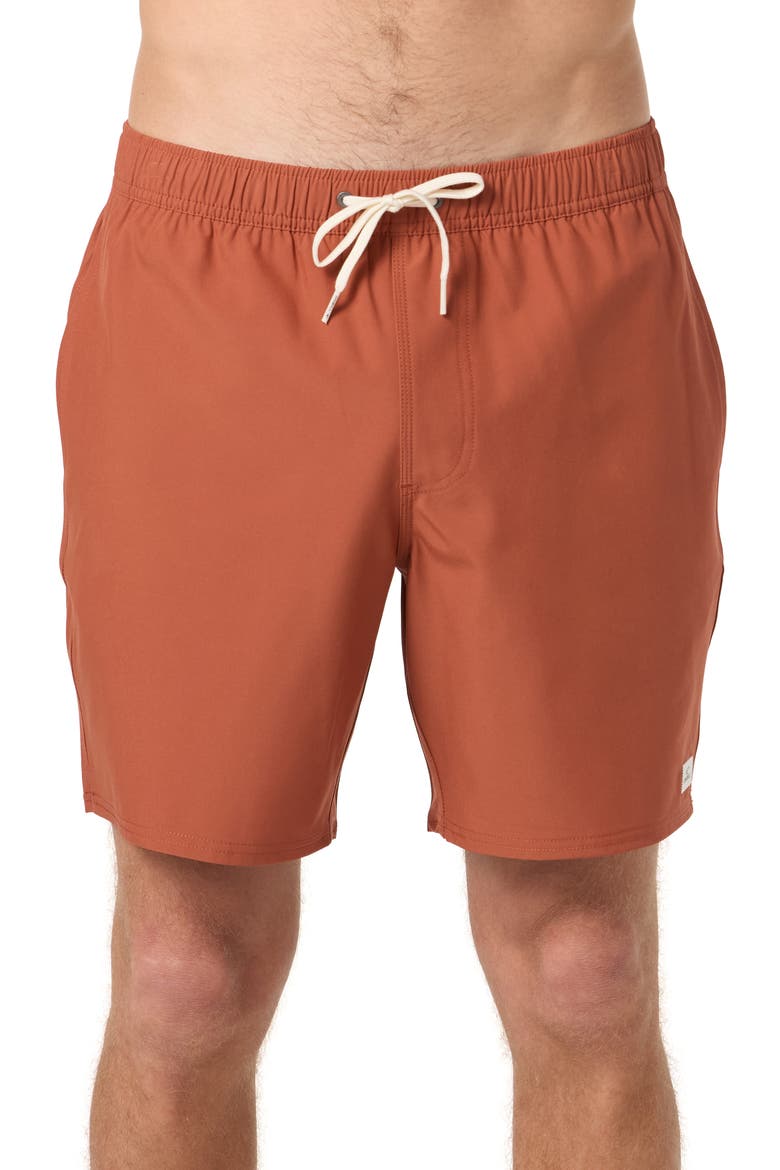 Lennox Hermosa Solid Volley Swim Trunks, Main, color, CHUTNEY