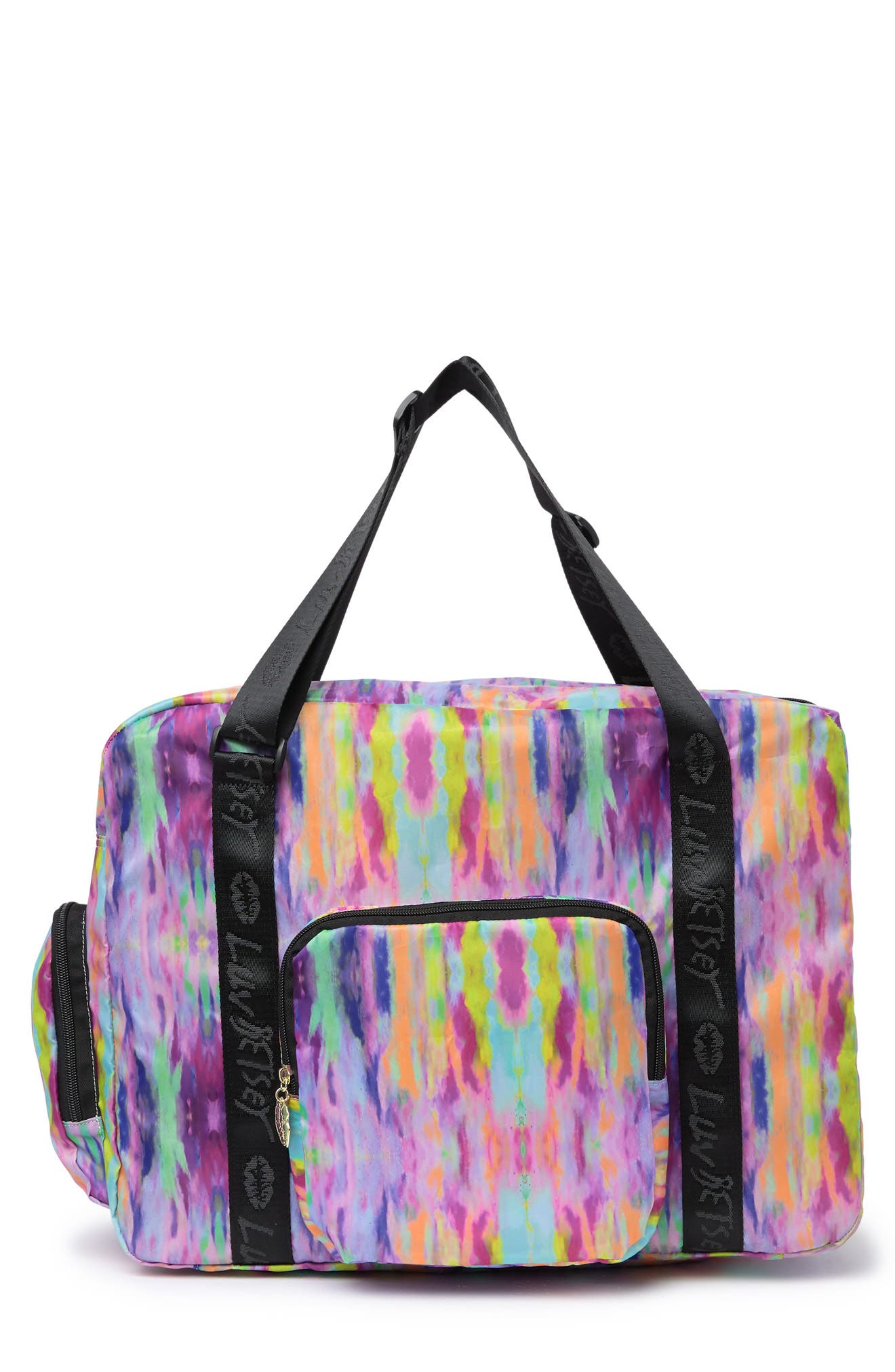 Betsey Johnson Pack-It Nylon Weekend Duffle Bag, Main, color, 