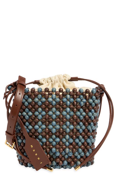 Wood Bead Bucket Bag