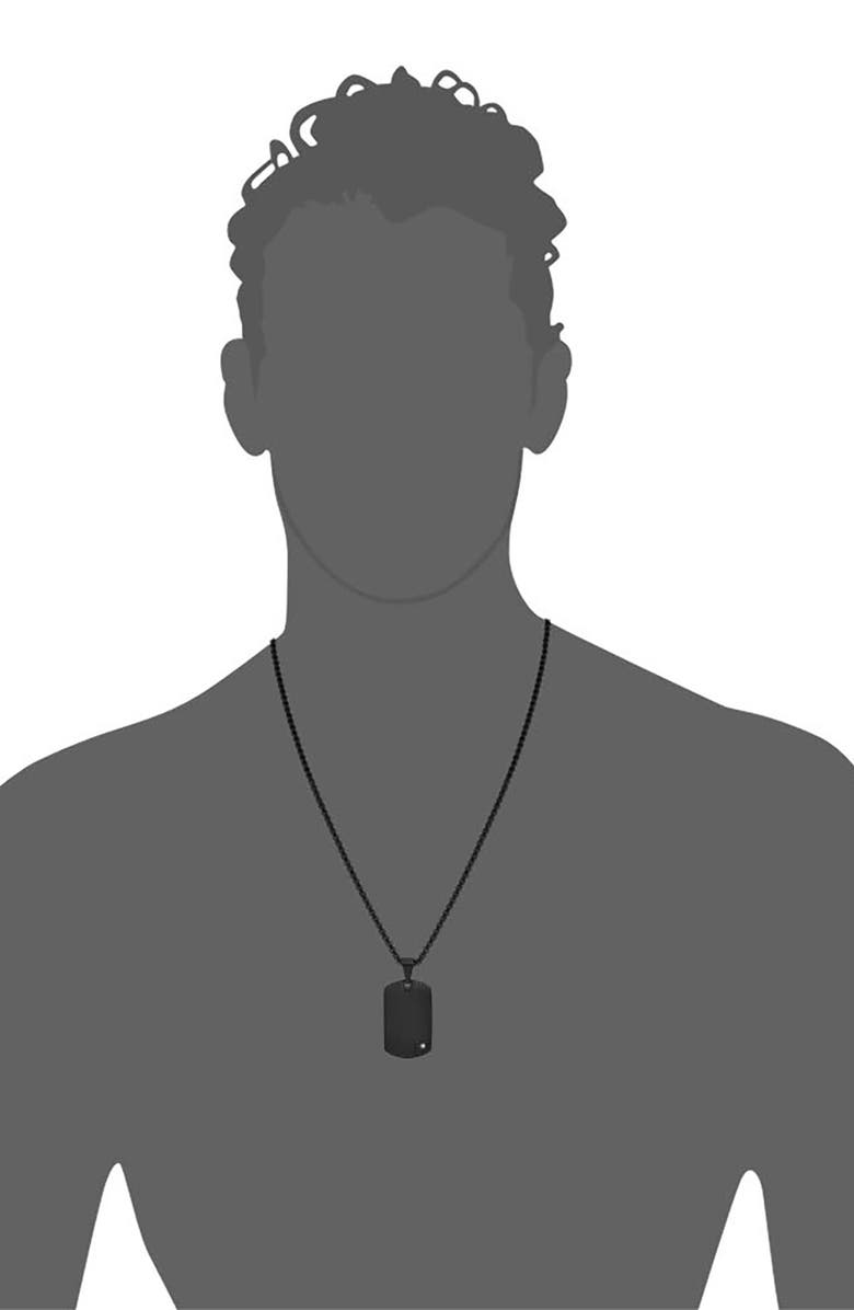 GEOFFREY BEENE Men's Stainless Steel Textured Dog Tag Pendant Necklace, Alternate, color, Black