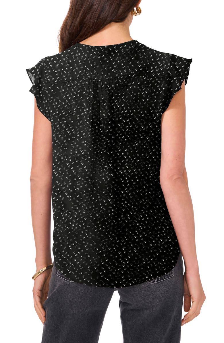 Chaus Flutter Sleeve V-Neck Blouse, Alternate, color, Rich Black