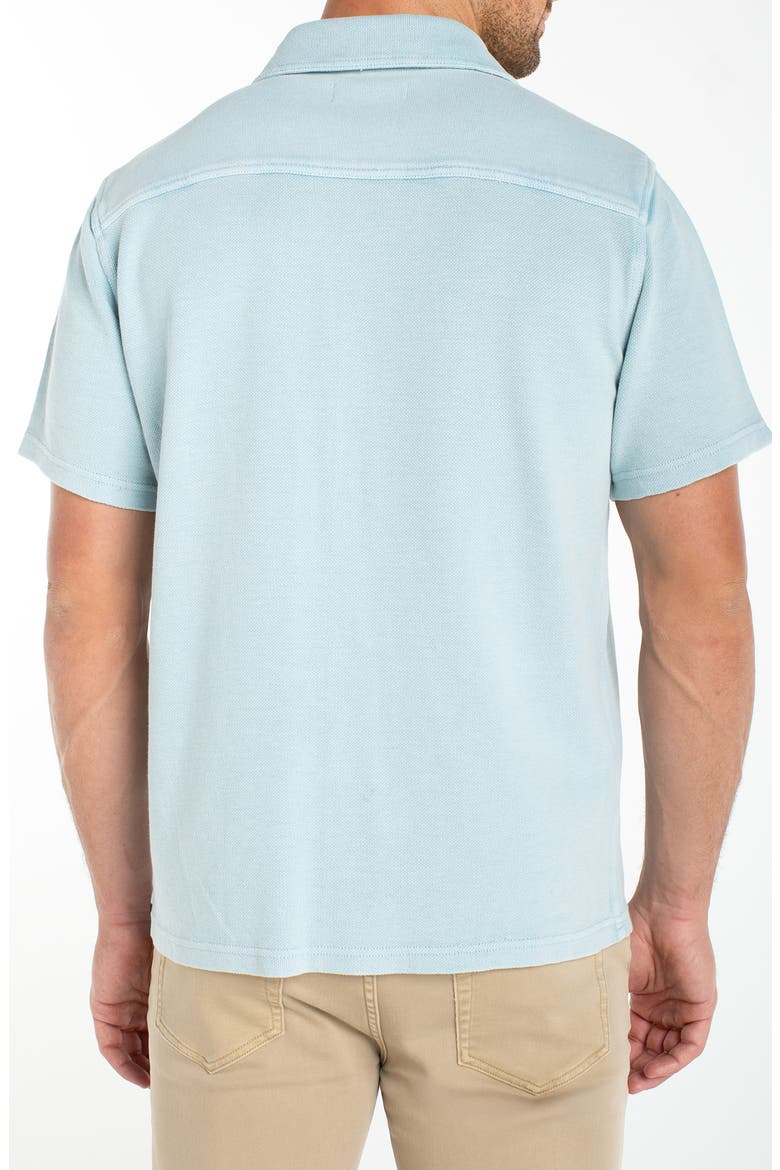 Short Sleeve Piqué Knit Button-Up Shirt, Alternate, color, BLUE AURA