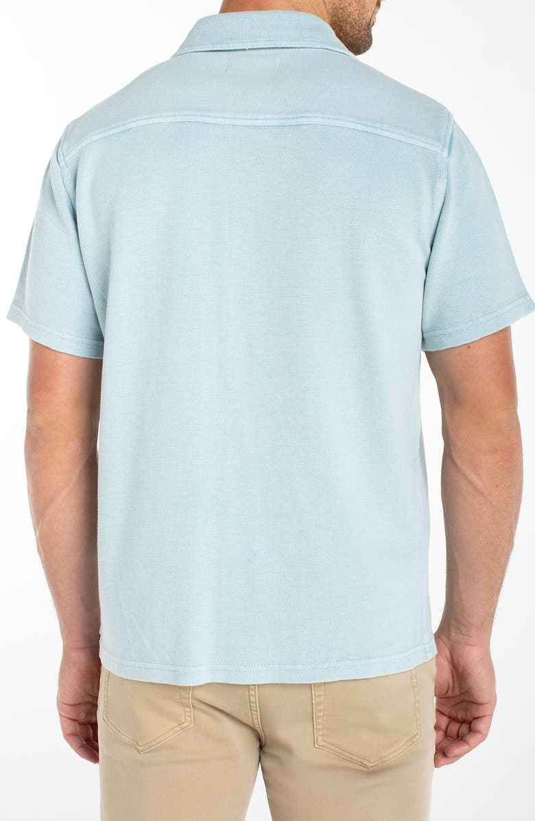 Liverpool Los Angeles Short Sleeve Piqué Knit Button-Up Shirt, Alternate, color, Blue Aura