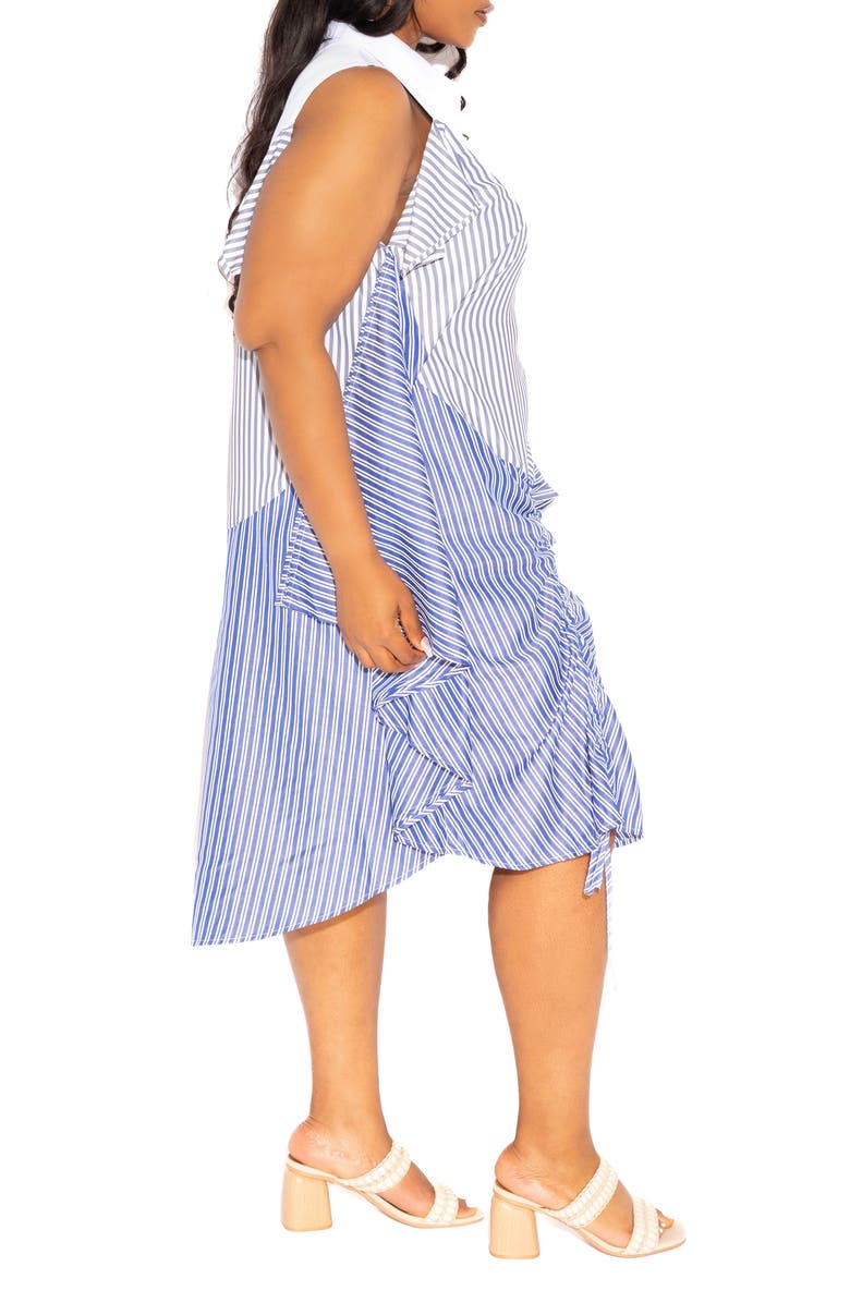 BUXOM COUTURE Stripe Single Sleeve Shirtdress, Alternate, color, Blue Multi