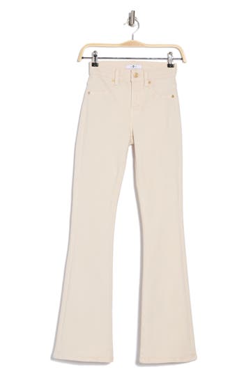 7 For All Mankind High Waist Bootcut Tailorless Jeans In Vintage White