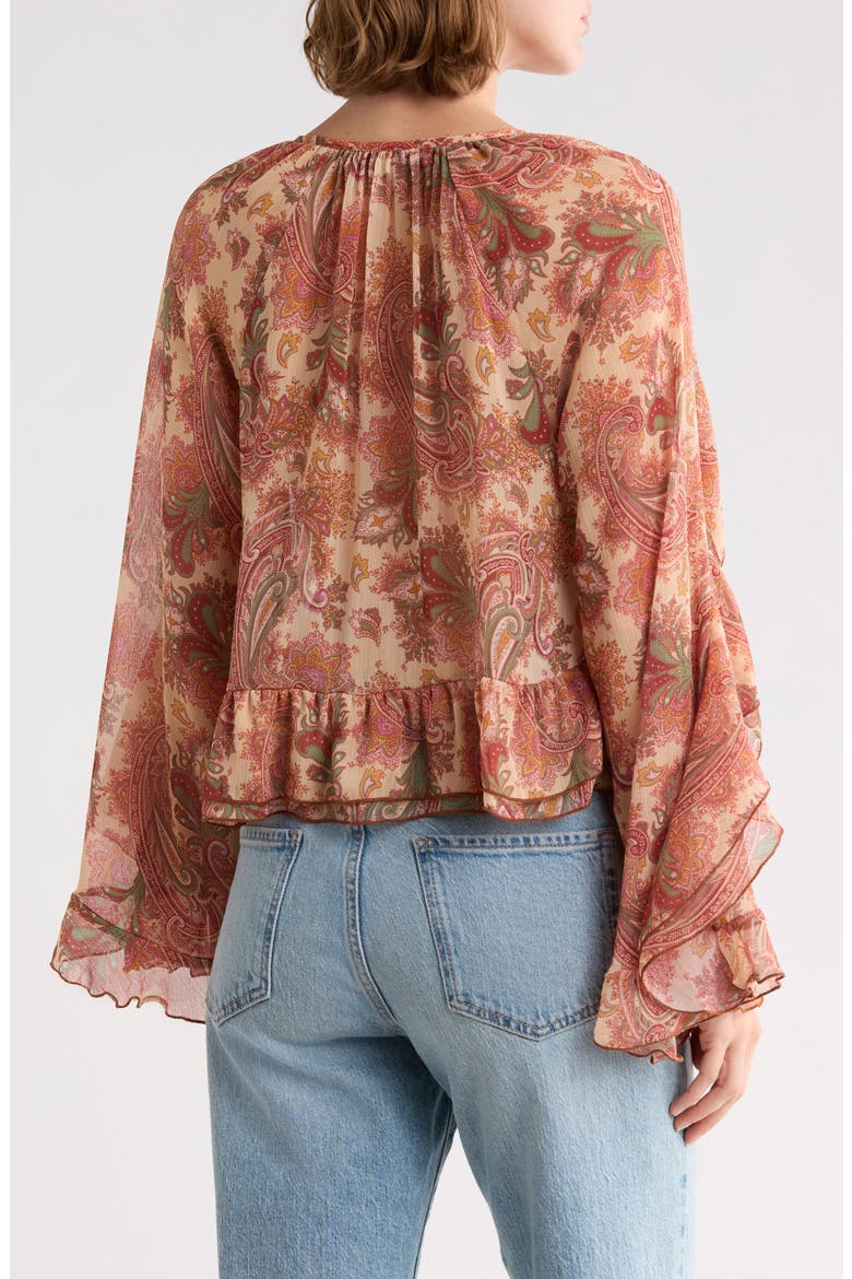 Ruffle Top with Bell Sleeves, Alternate, color, PAISLEY PRINT